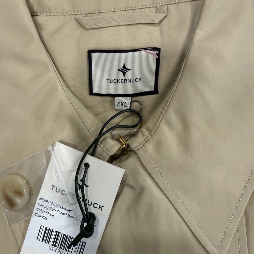 Tuckernuck Elaine Trench Coat XXL NWT Khaki Belted Double Breasted - Picture 4 of 11